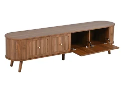 Móvel De Tv*ModernLuxe Móvel de TV moderno 180x38x47 cm - 4 portas - puxadores dourados - pés de madeira - marrom Castanho