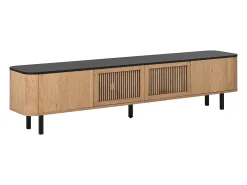 Móvel De Tv|ModernLuxe Móvel de TV moderno 190x35x45 cm - 4 portas de persiana - cantos arredondados - pés de ferro - MDF - natural Natural claro
