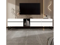 Móvel De Tv|ModernLuxe Móvel de TV moderno 180x38x45 cm - 3 portas - com prateleiras abertas - Branco