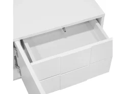 Hot ModernLuxe Móvel de TV moderno 170x30x30,5 cm - Fixação de parede ou com pés - Acabamento brilhante - 3 portas e 2 gavetas - Branco