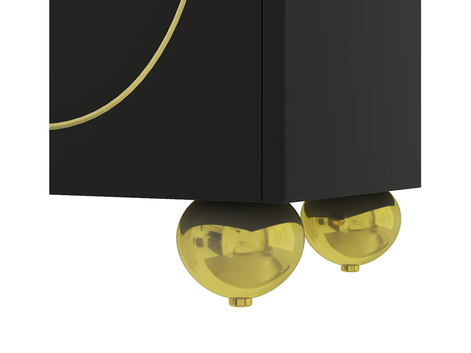 ModernLuxe Móvel de TV moderno 170x38x44 cm - com 4 portas texturizadas - borda dourada - pés redondos dourados - preto^ Móvel De Tv
