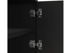 ModernLuxe Móvel de TV moderno 170x38x44 cm - com 4 portas texturizadas - borda dourada - pés redondos dourados - preto^ Móvel De Tv