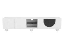 Hot ModernLuxe Móvel de TV moderno 180x40x41,5 cm - 4 portas - Prateleiras abertas - Pés esféricos - MDF + painéis de partículas - Branco