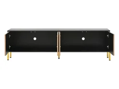 Móvel De Tv*ModernLuxe Móvel de TV moderno 179x35x53,5 cm - 4 portas - Pés de metal - Design sem puxadores - Painéis de partículas - Natural e preto Natural claro