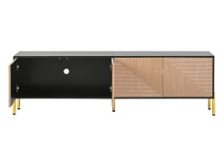 Móvel De Tv*ModernLuxe Móvel de TV moderno 179x35x53,5 cm - 4 portas - Pés de metal - Design sem puxadores - Painéis de partículas - Natural e preto Natural claro