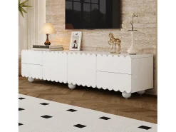 Móvel De Tv|ModernLuxe Móvel de TV moderno 175x38x37 cm - 2 portas e 4 gavetas - MDF + painéis de partículas - Branco