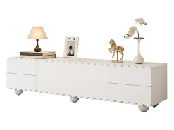 Móvel De Tv|ModernLuxe Móvel de TV moderno 175x38x37 cm - 2 portas e 4 gavetas - MDF + painéis de partículas - Branco