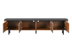 Móvel De Tv|ModernLuxe Móvel de TV moderno 190x35x45 cm - 4 portas de persiana - cantos arredondados - pés de ferro - MDF - marrom Castanho