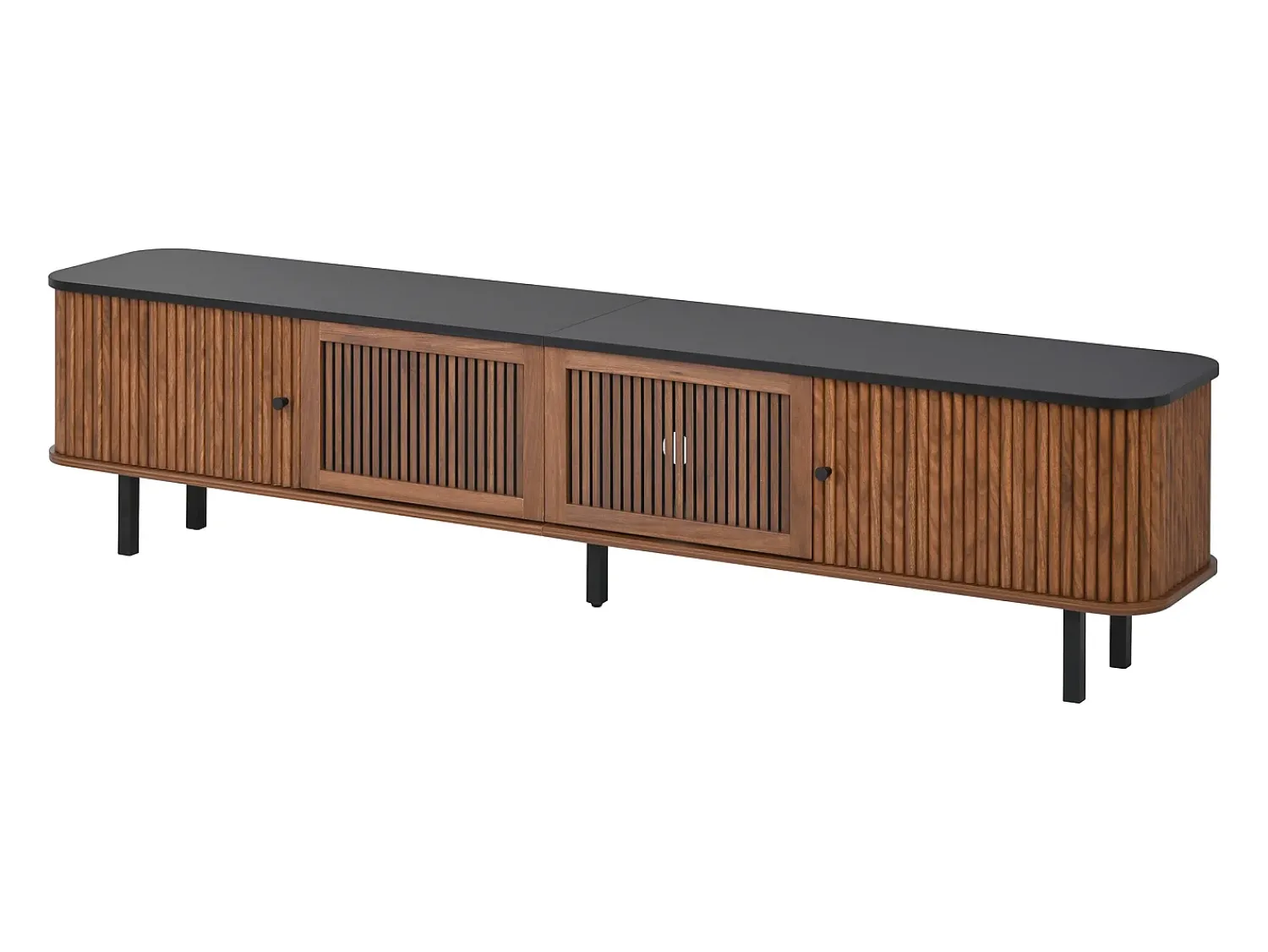 ModernLuxe Móvel de TV moderno 190x35x45 cm - 2 portas de correr e 2 portas de tela metálica - Marrom^ Móvel De Tv