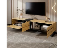 Móvel De Tv*ModernLuxe Móvel de TV moderno 180x38x45 cm - 3 portas - com prateleiras abertas - Natural Natural claro