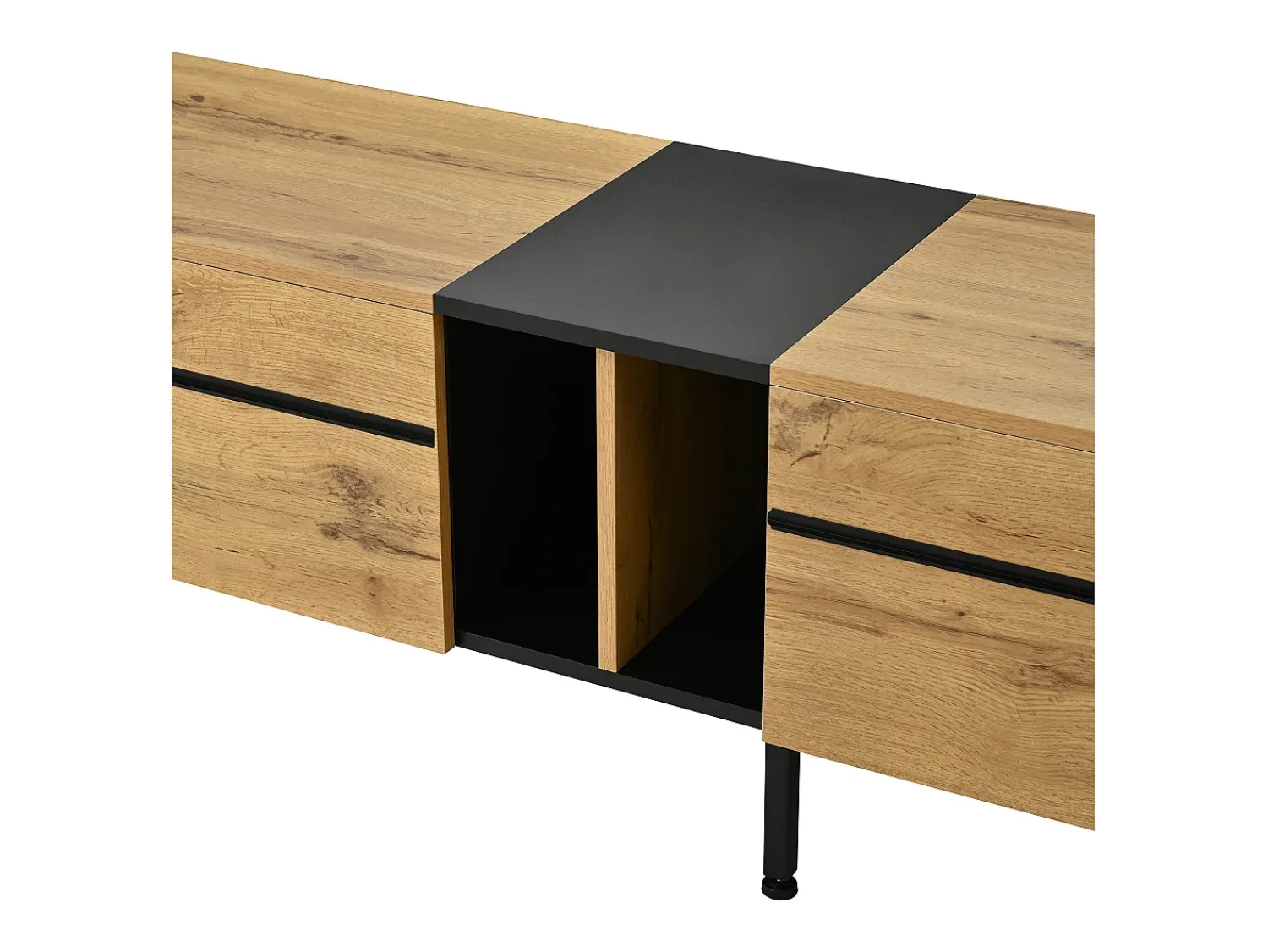 Móvel De Tv*ModernLuxe Móvel de TV moderno 180x38x45 cm - 3 portas - com prateleiras abertas - Natural Natural claro