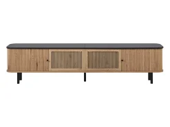 Best ModernLuxe Móvel de TV moderno 190x35x45 cm - 2 portas de correr e 2 portas de tela metálica - Natural Natural claro