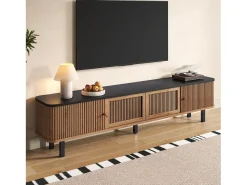 Best ModernLuxe Móvel de TV moderno 190x35x45 cm - 2 portas de correr e 2 portas de tela metálica - Natural Natural claro