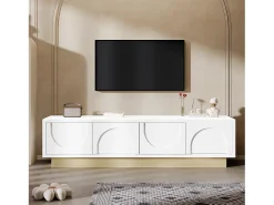 ModernLuxe Móvel de TV moderno 175x40x42cm - design curvado - 4 portas - base com aparência de madeira -^ Móvel De Tv
