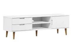 Móvel De Tv| Móvel de TV MOLDE 158x40x49 cm pinho maciço PT435718 Branco