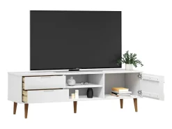 Móvel De Tv| Móvel de TV MOLDE 158x40x49 cm pinho maciço PT435718 Branco