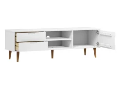 Móvel De Tv| Móvel de TV MOLDE 158x40x49 cm pinho maciço PT435718 Branco