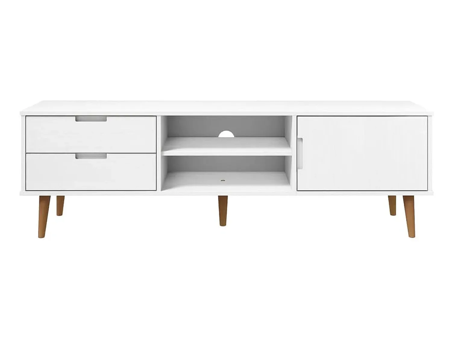 Móvel De Tv| Móvel de TV MOLDE 158x40x49 cm pinho maciço PT435718 Branco