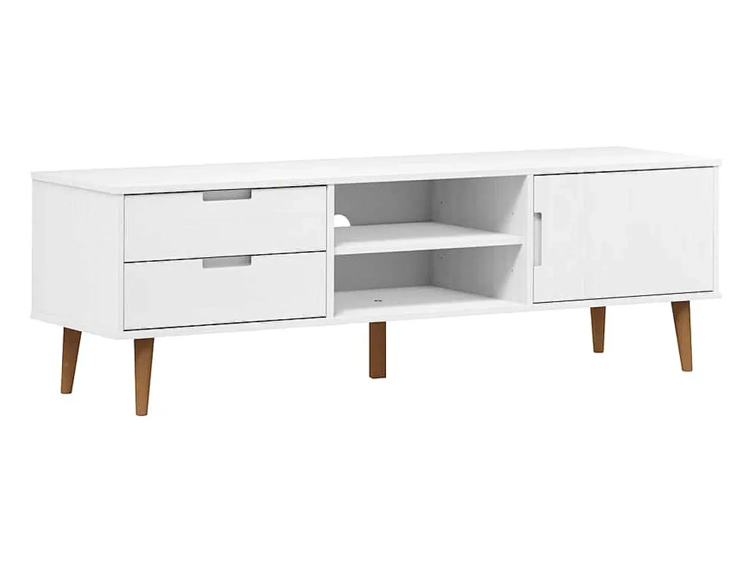 New vidaxl Móvel de TV MOLDE 158x40x49 cm pinho maciço Branco