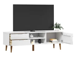 New vidaxl Móvel de TV MOLDE 158x40x49 cm pinho maciço Branco
