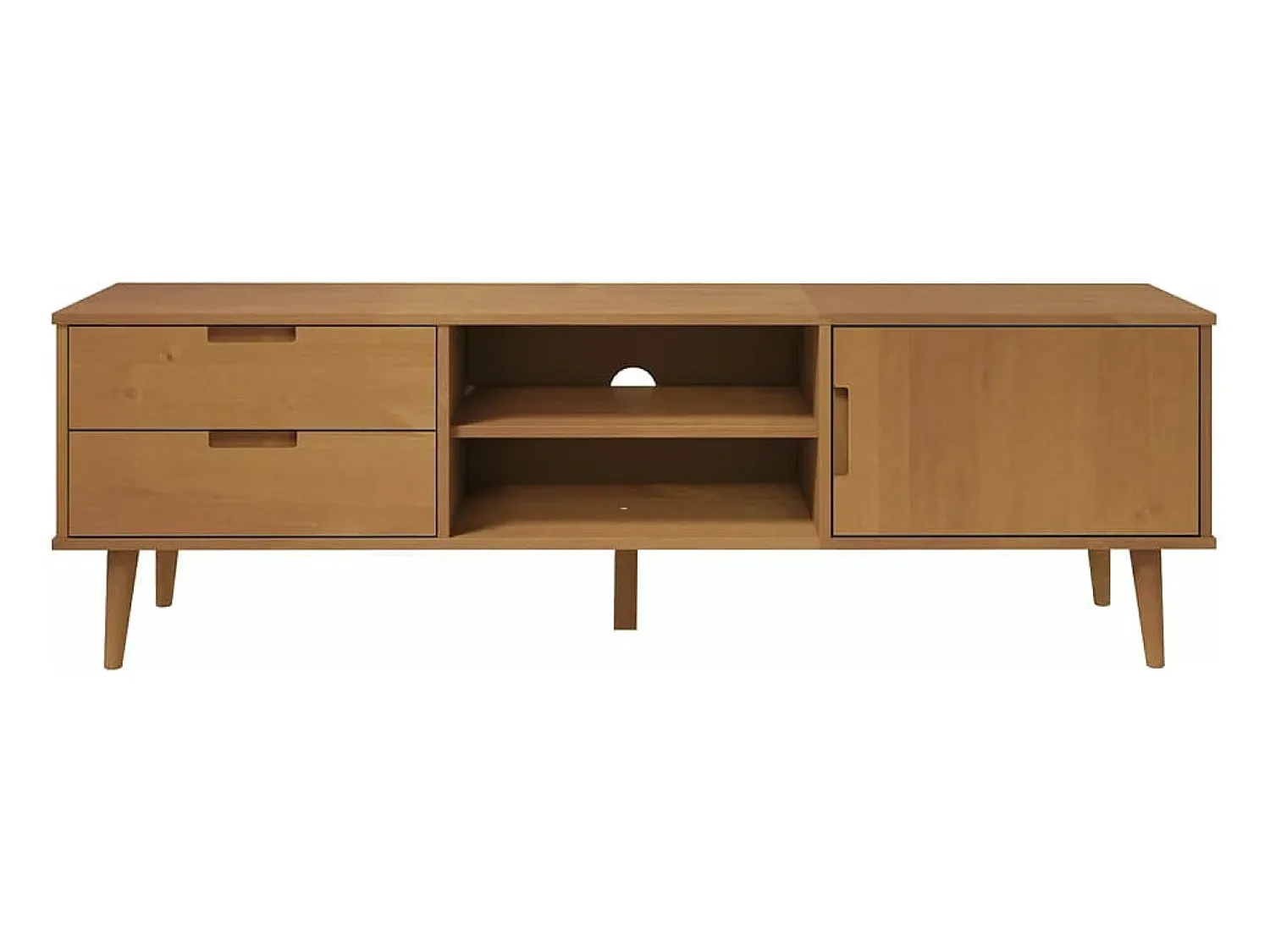 Móvel De Tv*vidaxl Móvel de TV MOLDE 158x40x49 cm pinho maciço Castanho