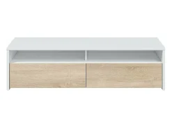 Móvel De Tv|Loungitude Móvel de TV multimídia com 2 portas sanfonadas, artik e carvalho canadense, 130 cm Branco
