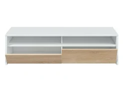 Móvel De Tv|Loungitude Móvel de TV multimídia com 2 portas sanfonadas, artik e carvalho canadense, 130 cm Branco
