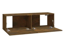Helloshop26 Móvel de TV multimídia de parede prateleira para TV suporte para TV sala de jantar sala de estar quarto 4 peças carvalho defumado 100 x 30 x 30 cm marrom 02_0029077^ Móvel De Tv