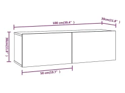 Helloshop26 Móvel de TV multimídia de parede prateleira para TV suporte para TV sala de jantar sala de estar quarto 4 peças carvalho defumado 100 x 30 x 30 cm marrom 02_0029077^ Móvel De Tv