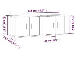 Móvel De Tv|Helloshop26 Móvel de TV multimídia para parede prateleira para TV aparador para TV para sala de jantar sala de estar quarto 2 peças Sonoma 57 x 34,5 x 40 cm cinza 02_0029015 Cinzento