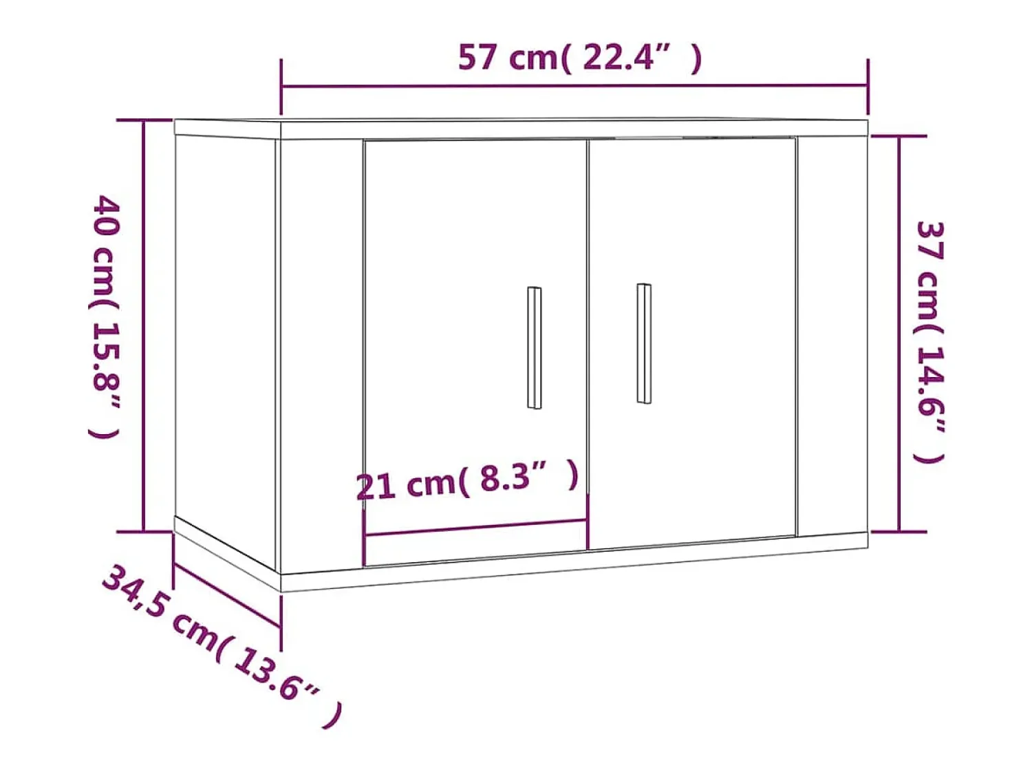 Móvel De Tv*Helloshop26 Móvel de TV multimídia para parede prateleira para TV aparador para TV para sala de jantar sala de estar quarto 3 peças Sonoma 57 x 34,5 x 40 cm cinza 02_0029050 Cinzento