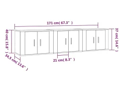 Móvel De Tv*Helloshop26 Móvel de TV multimídia para parede prateleira para TV aparador para TV para sala de jantar sala de estar quarto 3 peças Sonoma 57 x 34,5 x 40 cm cinza 02_0029050 Cinzento