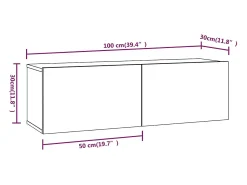 Online Helloshop26 Móvel de TV multimídia para parede prateleira para TV aparador para TV para sala de jantar sala de estar quarto 4 peças 100 x 30 x 30 cm cinza 02_0029053 Cinzento