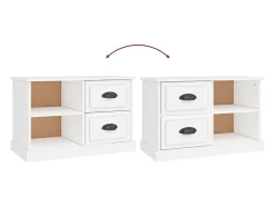 Móvel De Tv|Helloshop26 Móvel de TV multimídia prateleira de televisão televisão buffet sala de jantar sala de estar quarto 73 x 35,5 x 47,5 cm madeira de engenharia branca 02_0026199 Branco