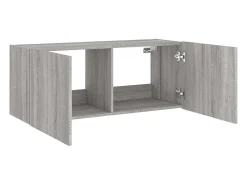 New Helloshop26 Móvel de TV multimídia prateleira de TV aparador de TV sala de jantar sala de estar quarto parede com luzes LED sonoma 100 x 35 x 41 cm cinza 02_0028038 Cinzento