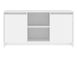Móvel De Tv*Helloshop26 Móvel de TV multimídia prateleira de televisão televisão buffet sala de jantar sala de estar quarto 102 x 37,5 x 52,5 cm madeira trabalhada branca 02_0025610 Branco