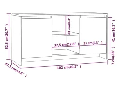 Móvel De Tv*Helloshop26 Móvel de TV multimídia prateleira de televisão televisão buffet sala de jantar sala de estar quarto 102 x 37,5 x 52,5 cm madeira trabalhada branca 02_0025610 Branco