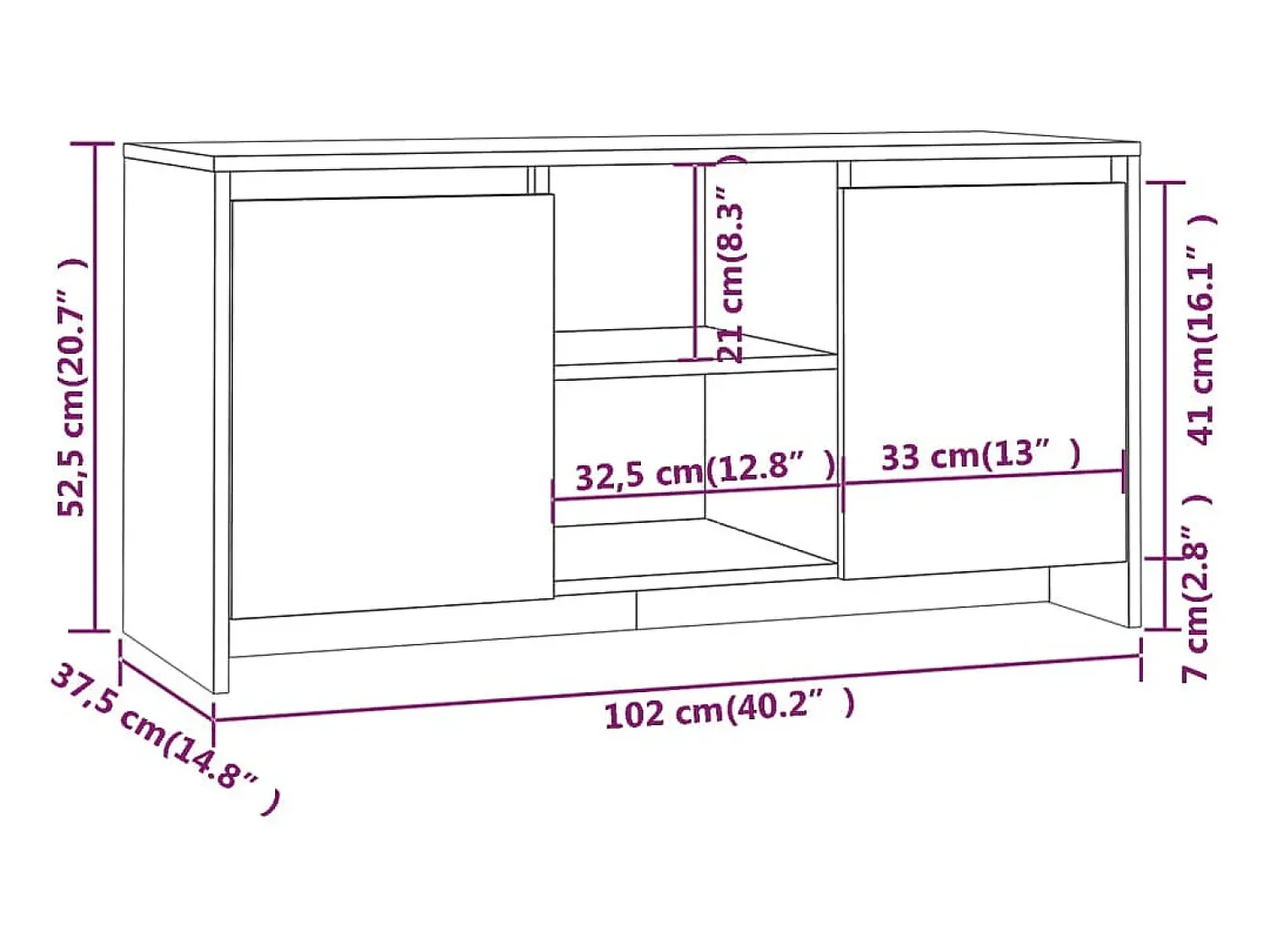 Móvel De Tv*Helloshop26 Móvel de TV multimídia prateleira de televisão televisão buffet sala de jantar sala de estar quarto 102 x 37,5 x 52,5 cm madeira trabalhada branca 02_0025610 Branco
