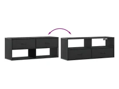 Móvel De Tv|Helloshop26 Móvel de TV multimídia prateleira de televisão televisão buffet sala de jantar sala de estar quarto 100 x 31 x 39,5 cm madeira trabalhada e metal 02_0025440 Preto