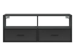 Móvel De Tv|Helloshop26 Móvel de TV multimídia prateleira de televisão televisão buffet sala de jantar sala de estar quarto 100 x 31 x 39,5 cm madeira trabalhada e metal 02_0025440 Preto