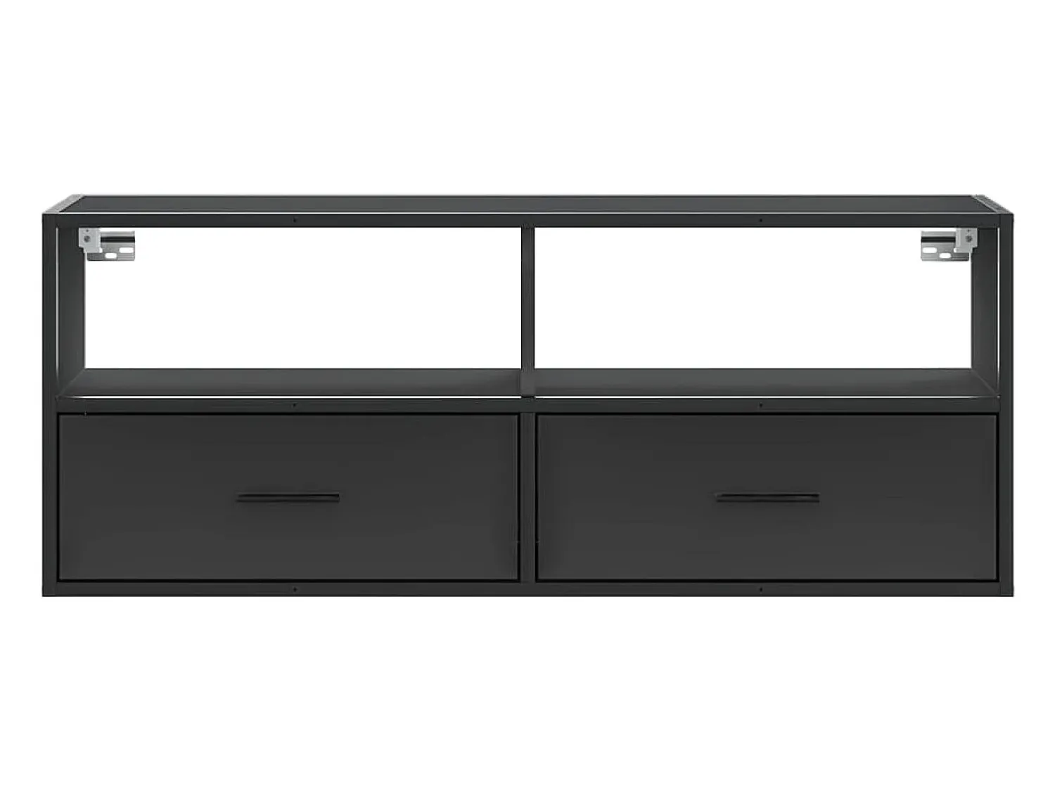 Móvel De Tv|Helloshop26 Móvel de TV multimídia prateleira de televisão televisão buffet sala de jantar sala de estar quarto 100 x 31 x 39,5 cm madeira trabalhada e metal 02_0025440 Preto