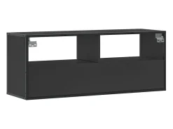 Móvel De Tv|Helloshop26 Móvel de TV multimídia prateleira de televisão televisão buffet sala de jantar sala de estar quarto 100 x 31 x 39,5 cm madeira trabalhada e metal 02_0025440 Preto