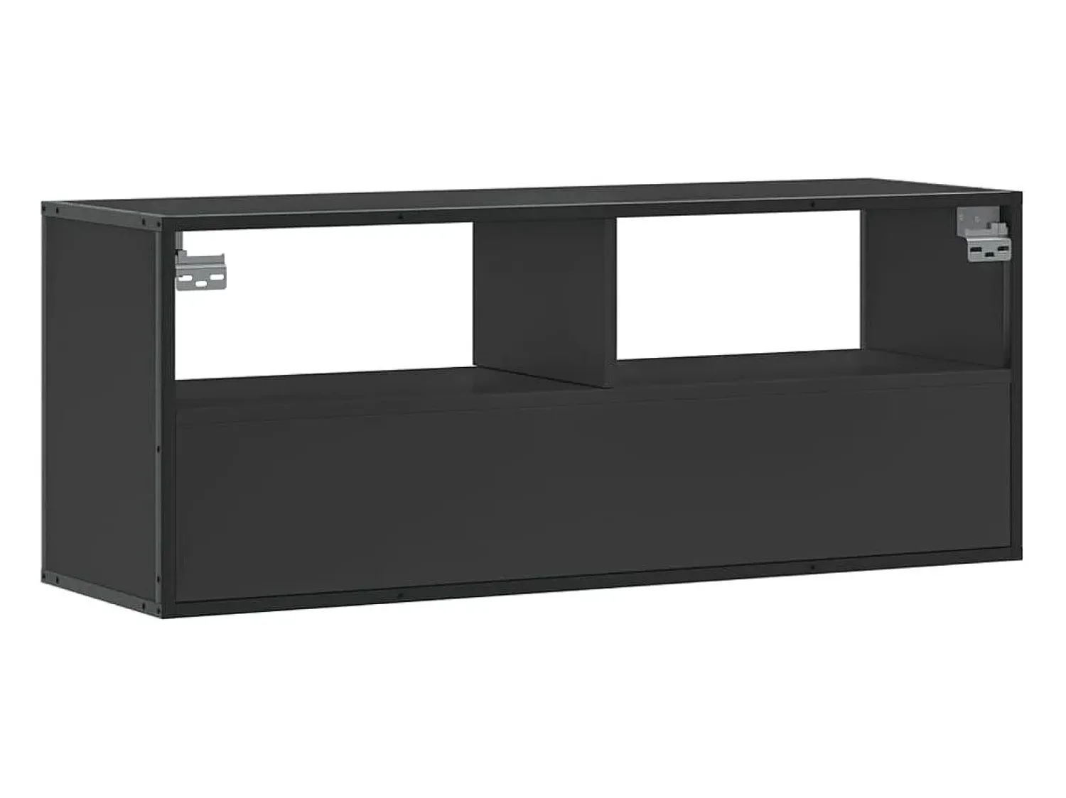 Móvel De Tv|Helloshop26 Móvel de TV multimídia prateleira de televisão televisão buffet sala de jantar sala de estar quarto 100 x 31 x 39,5 cm madeira trabalhada e metal 02_0025440 Preto
