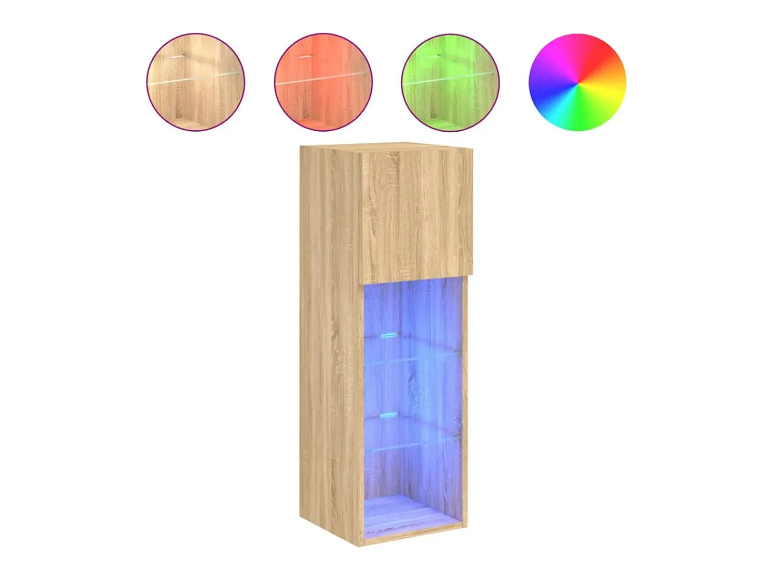 Móvel De Tv|Helloshop26 Móvel de TV multimídia prateleira de TV aparador de TV sala de jantar sala de estar quarto com luzes LED carvalho Sonoma 305 x 30 x 90 cm marrom 02_0026781 Castanho