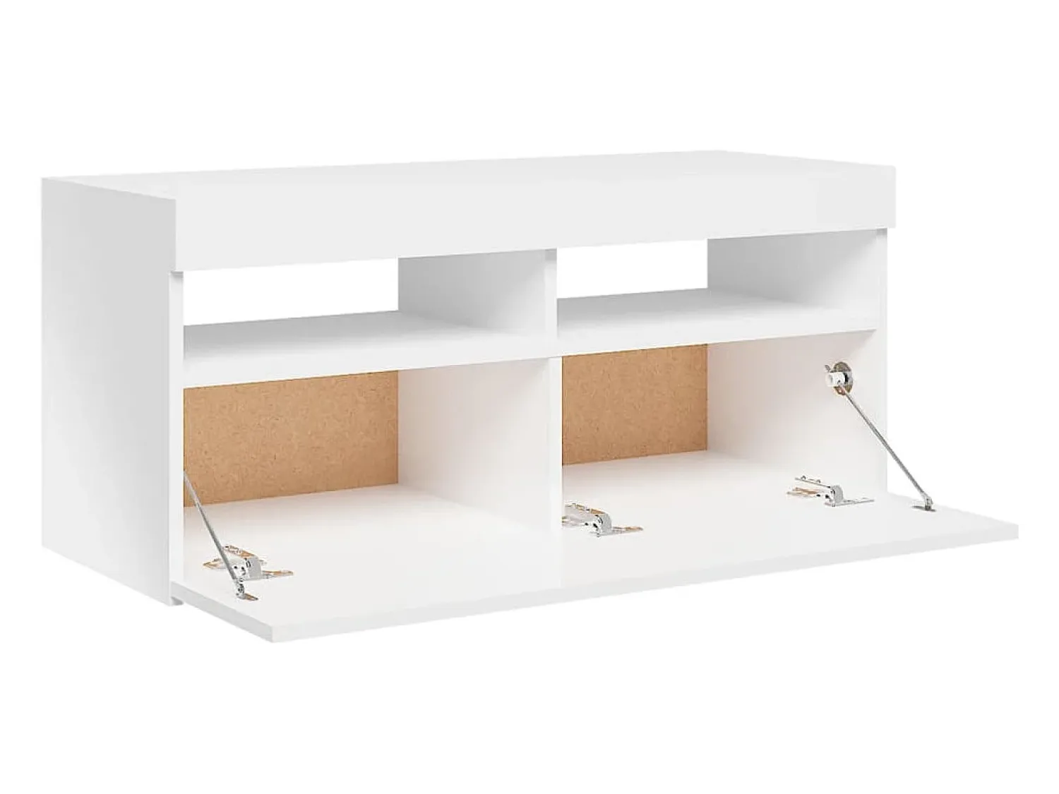 Hot Helloshop26 Móvel de TV multimídia Prateleira de TV televisão buffet sala de jantar sala de estar quarto com luzes LED brilhantes 90 x 35 x 40 cm 02_0026660 Branco
