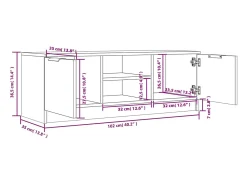 Outlet Helloshop26 Móvel de TV multimídia prateleira de televisão televisão buffet sala de jantar sala de estar quarto 102 x 35 x 36,5 cm madeira trabalhada cinza 02_0025565 Castanho