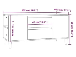 Clearance Helloshop26 Móvel de TV multimídia prateleira de televisão televisão buffet sala de jantar sala de estar quarto 102 x 44,5 x 50 cm madeira trabalhada preta 02_0025623 Preto