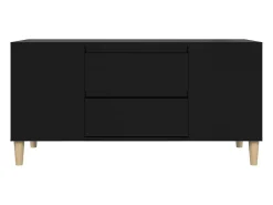 Clearance Helloshop26 Móvel de TV multimídia prateleira de televisão televisão buffet sala de jantar sala de estar quarto 102 x 44,5 x 50 cm madeira trabalhada preta 02_0025623 Preto