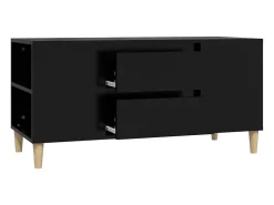 Clearance Helloshop26 Móvel de TV multimídia prateleira de televisão televisão buffet sala de jantar sala de estar quarto 102 x 44,5 x 50 cm madeira trabalhada preta 02_0025623 Preto