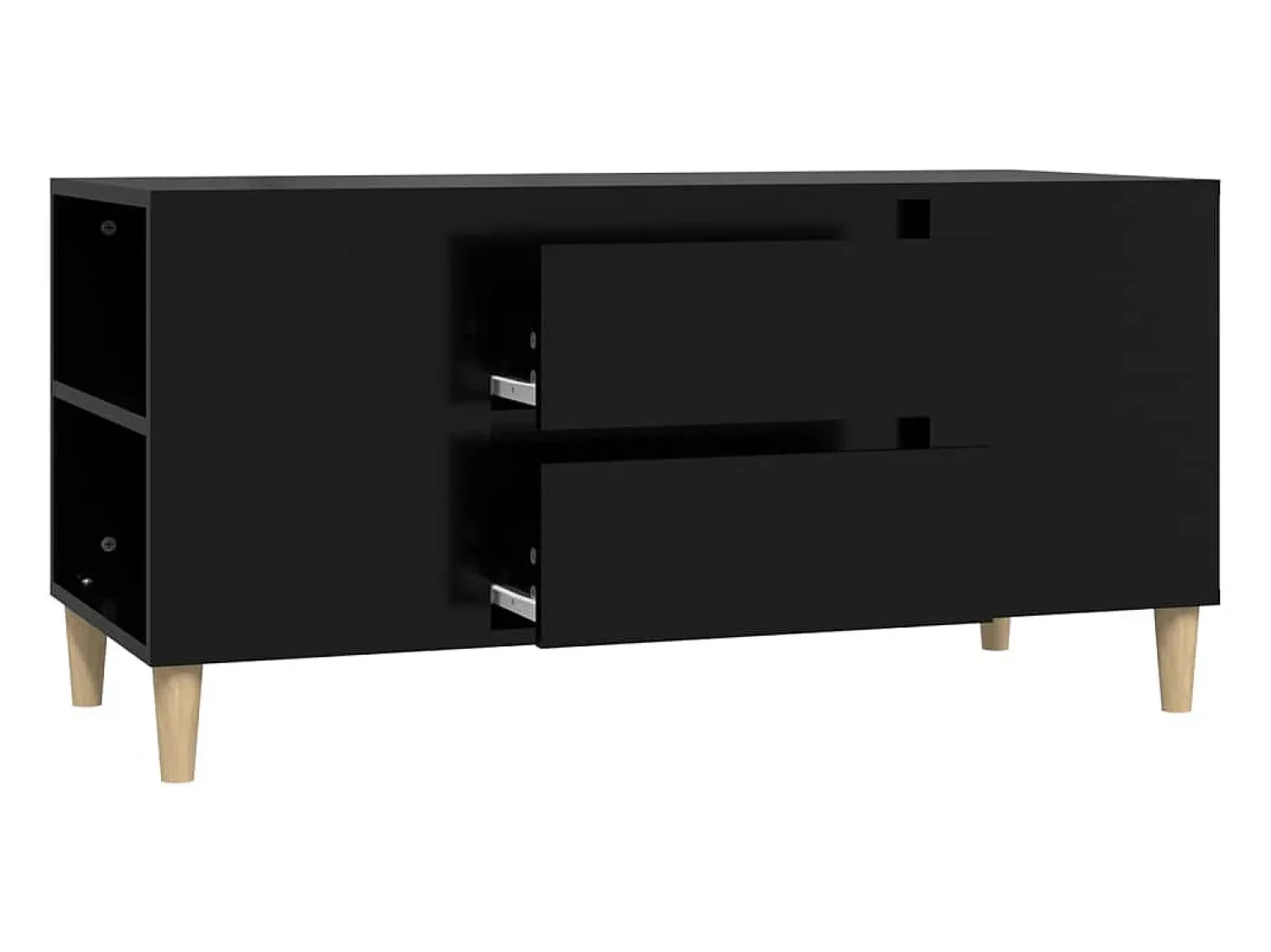 Clearance Helloshop26 Móvel de TV multimídia prateleira de televisão televisão buffet sala de jantar sala de estar quarto 102 x 44,5 x 50 cm madeira trabalhada preta 02_0025623 Preto